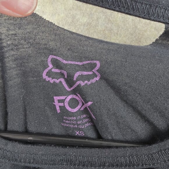 Fox Racing Graphic Skull Wings Womens Black & Purple T-Shirt XS Cotton Blend - Picture 7 of 9